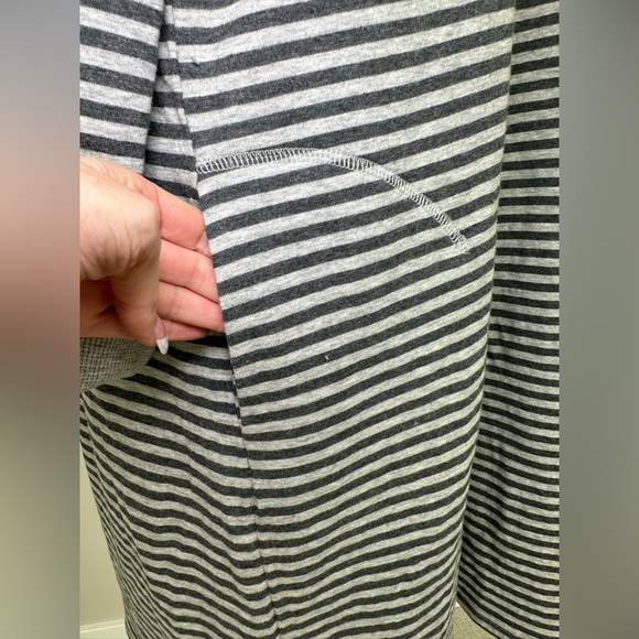 Soft Surroundings Chill Time dress cotton grey gray white long sleeve cozy comfy - Picture 7 of 11